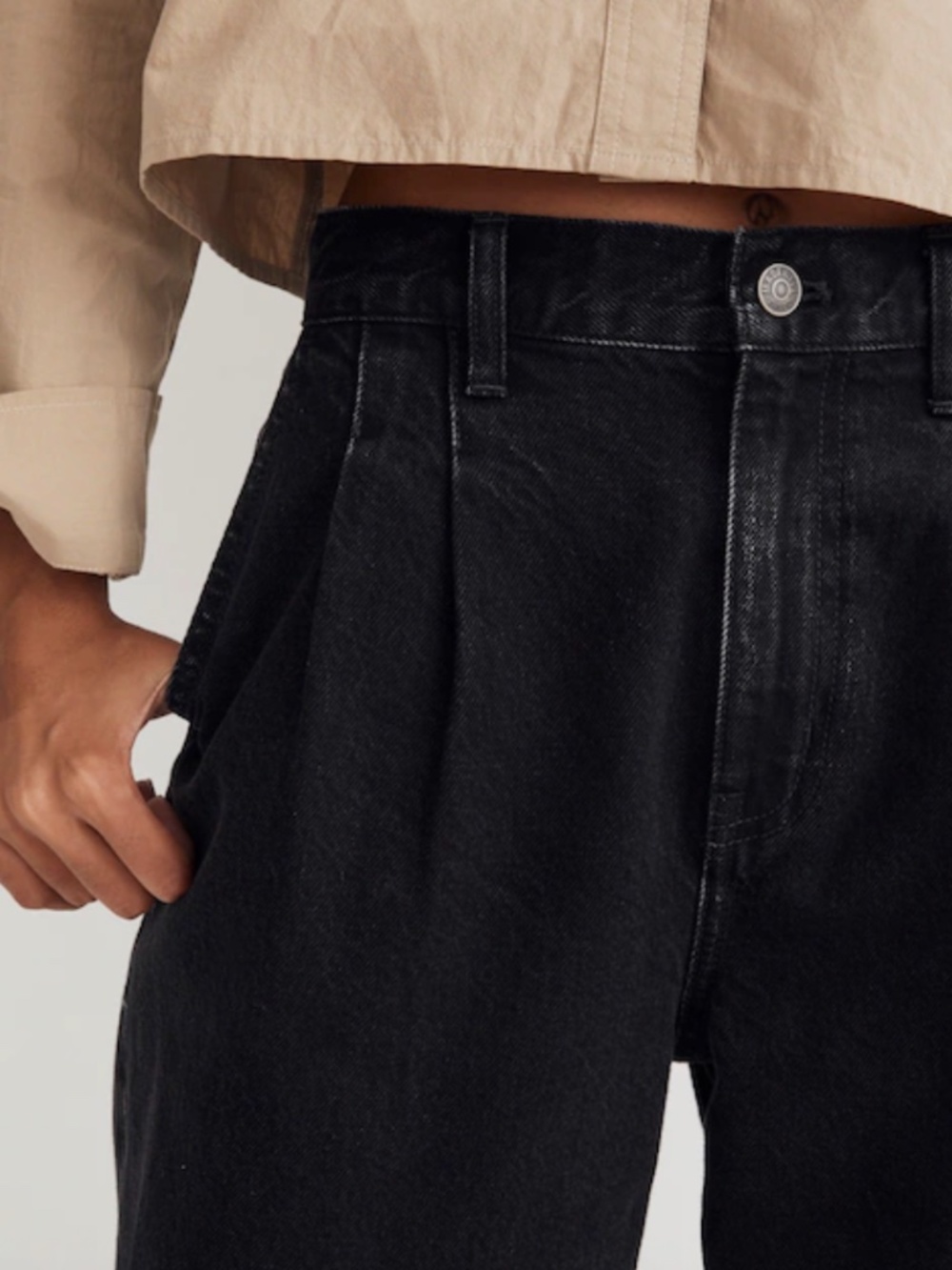 Madewell The Harlow Wide-Leg Jean in Norfleet Wash 25 Washed Black Jeans - Picture 3 of 16